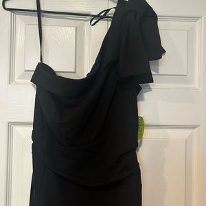 Black Floor length, one shoulder, Windsor dress. Never been worn-tags still on